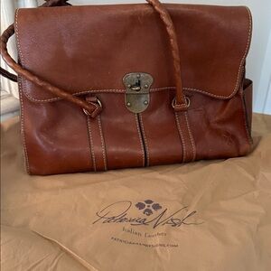 Vintage Patricia Nash Cognac Leather Satchel Bag